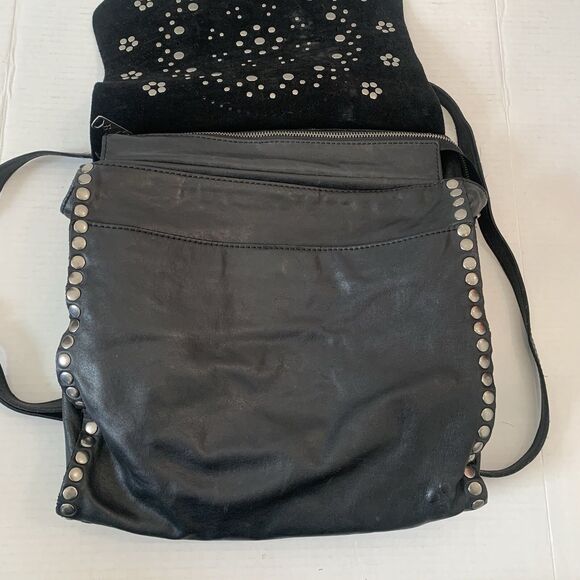 Patricia Nash Black Italian Leather Cazorla Backpack Handbag Stud Garment Flower - Picture 7 of 15